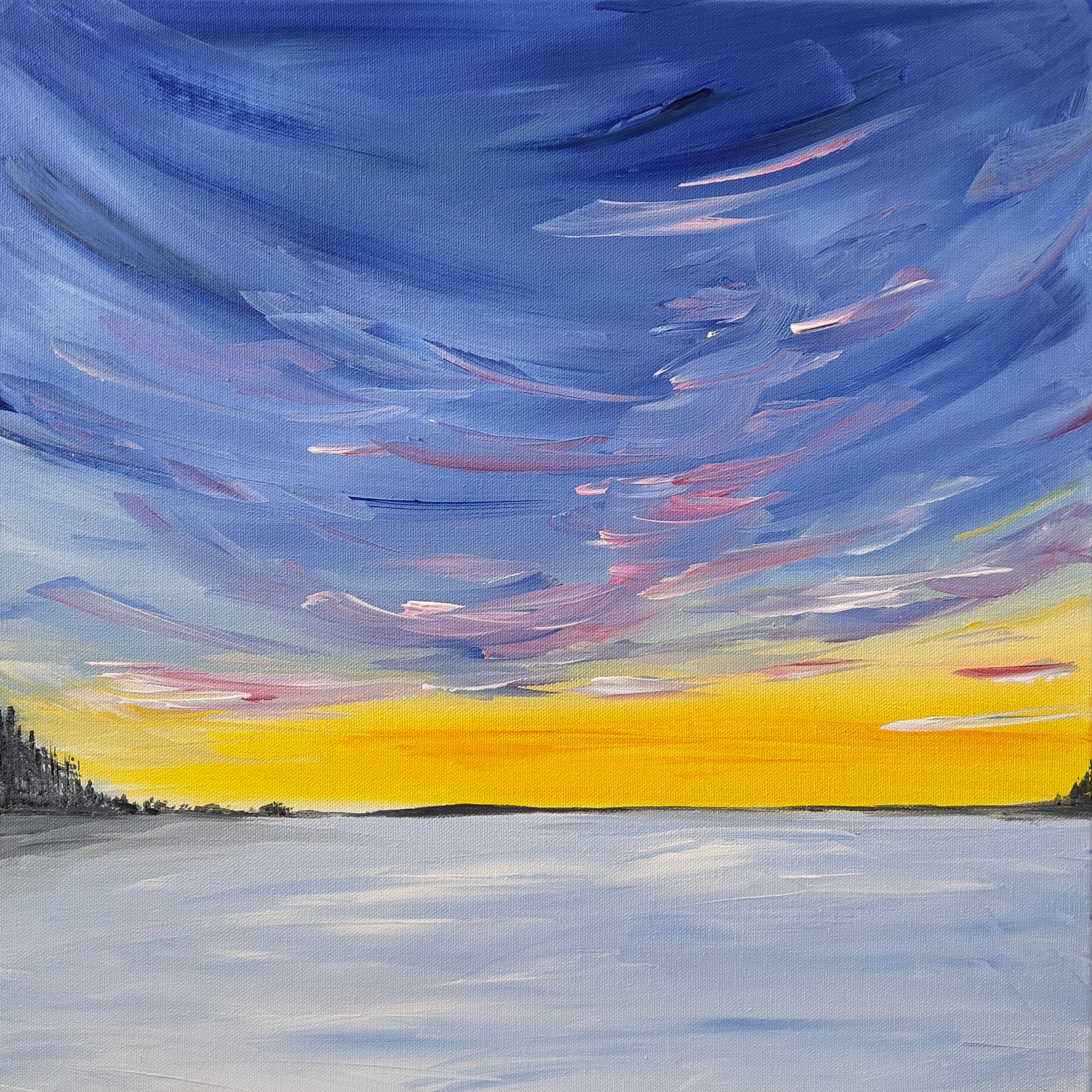 Winter sun  |  40 x 40 cm  | acrylics on canvas, framed