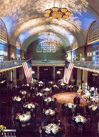 View of Table Arrangements with American flags