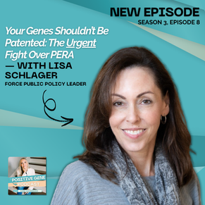 Photo of podcast guest, Lisa Schlager with topic title and podcast cover image