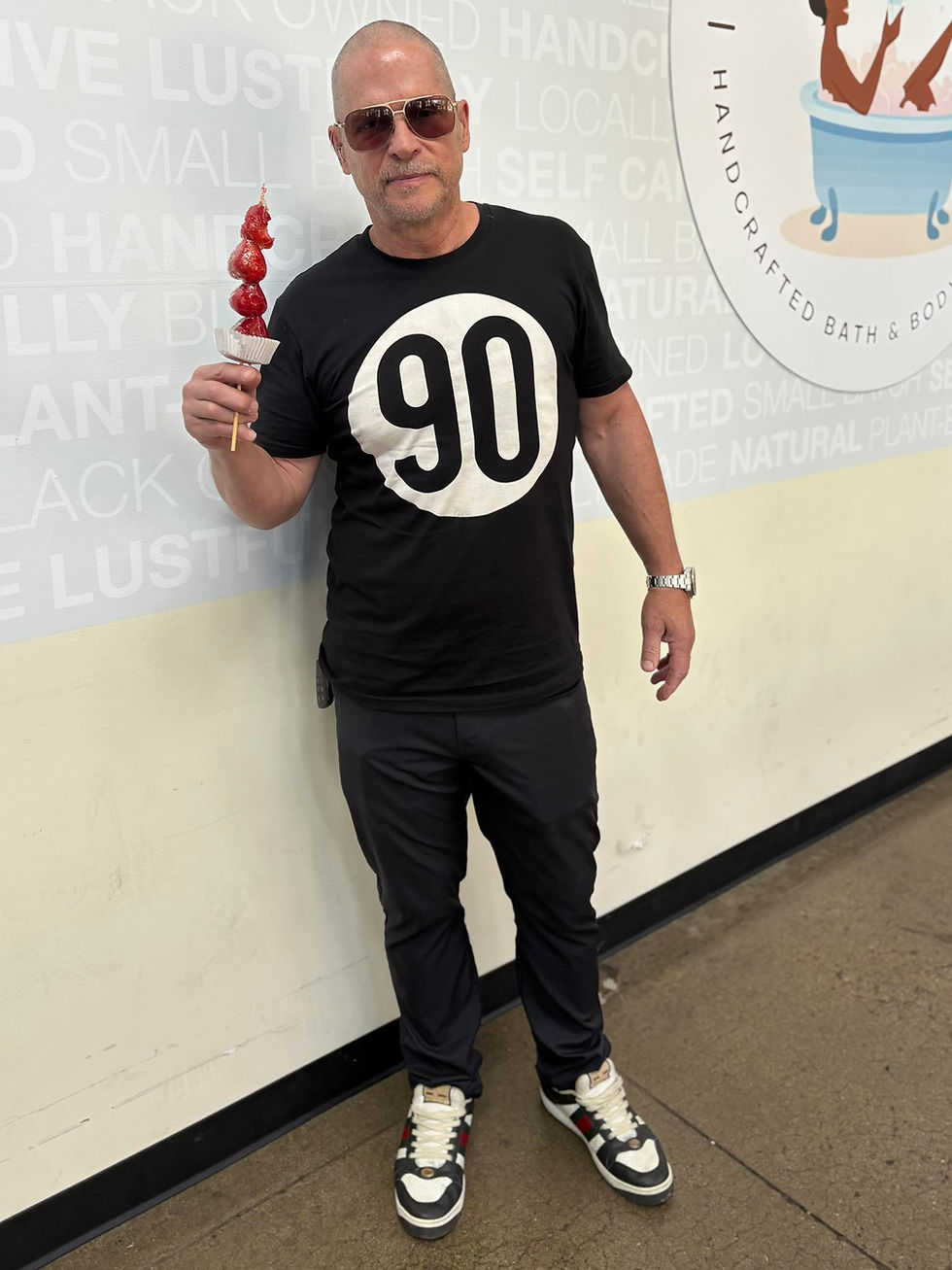Peter Cornell wearing a 90 The Original t-shirt—the same brand that endorsed his brother, Chris Cornell, in the early 1990s during the start of his music career.