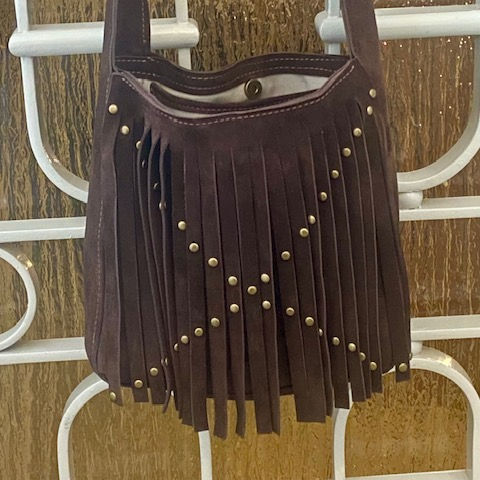 Miniature : Sac à main Janice en nubuck marron avec franges