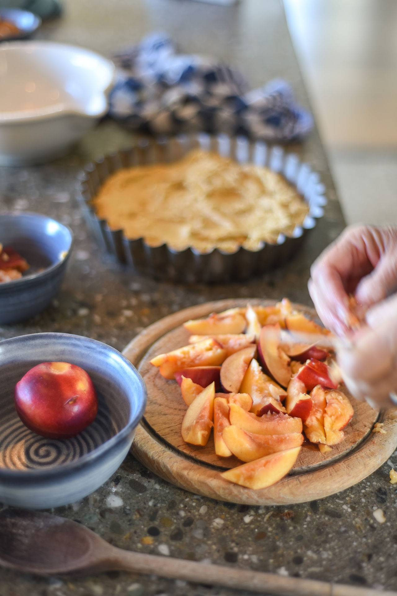 cutting fruits for baking
