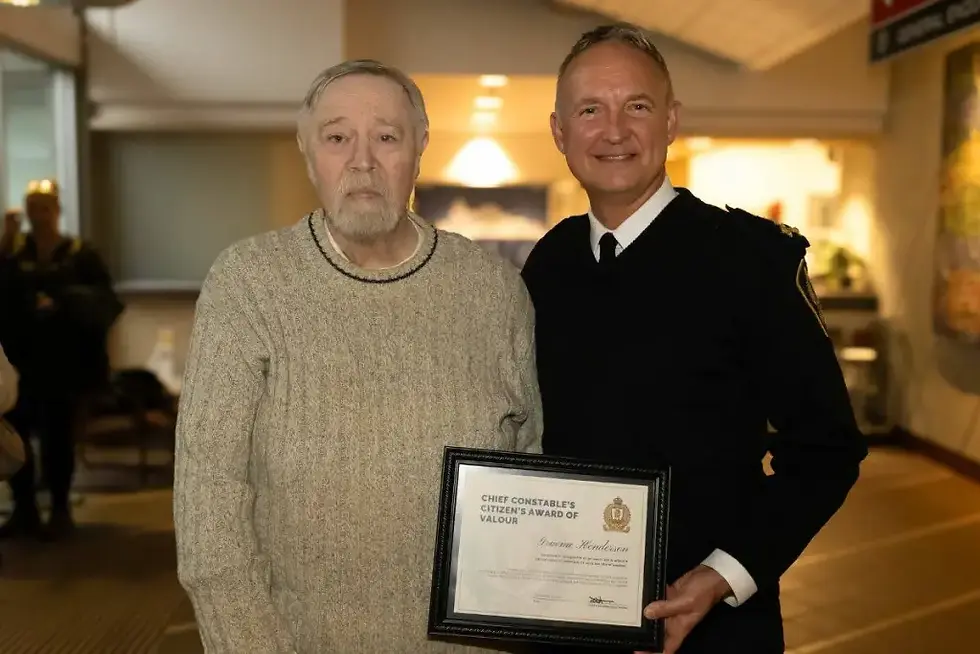 Decades Later, Former Saanich Auxiliary Officer Honored for Heroic Bravery