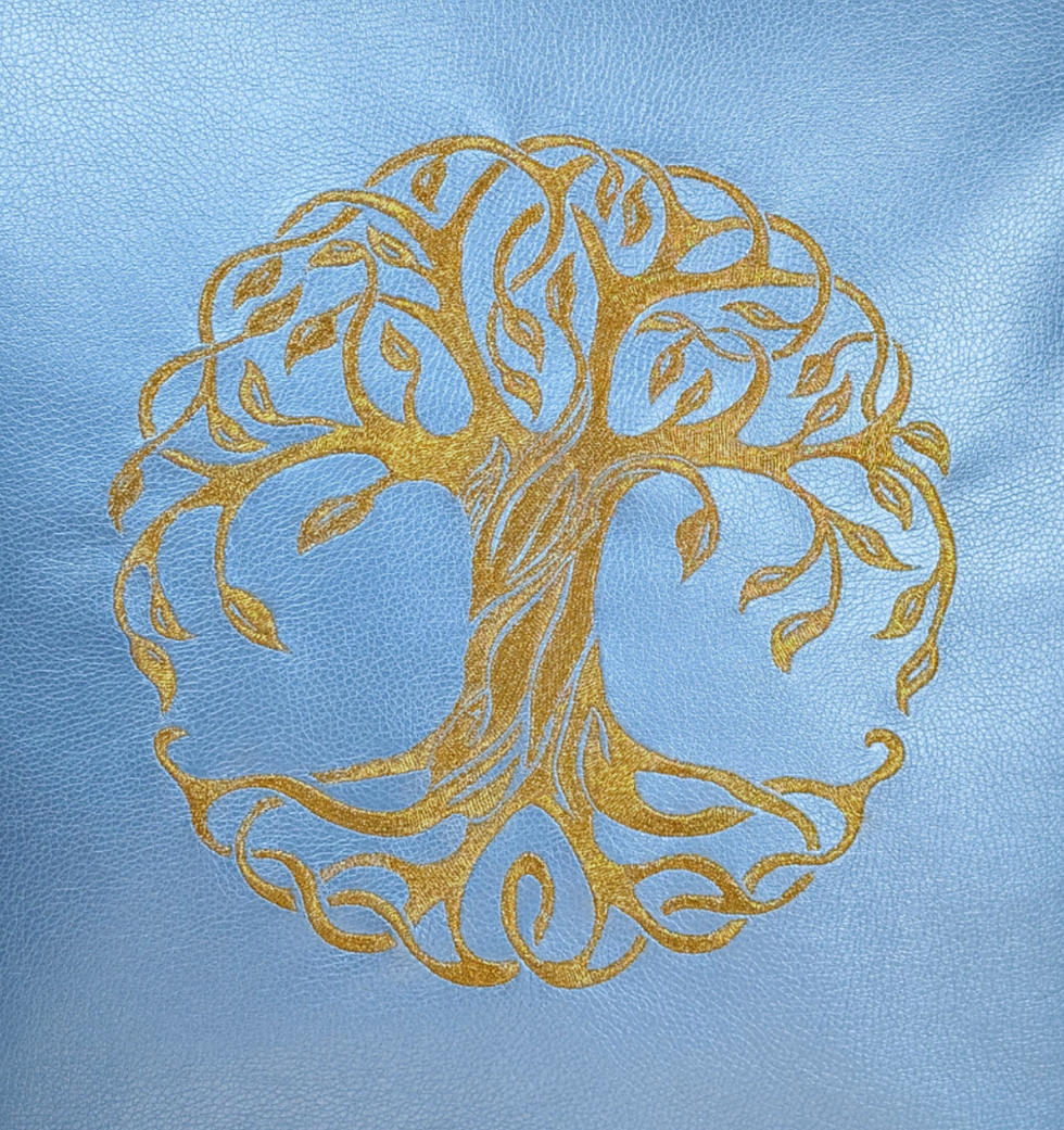 Thumbnail: Custom-made Tree of Life embroidered decorative cushion with gold embroidery