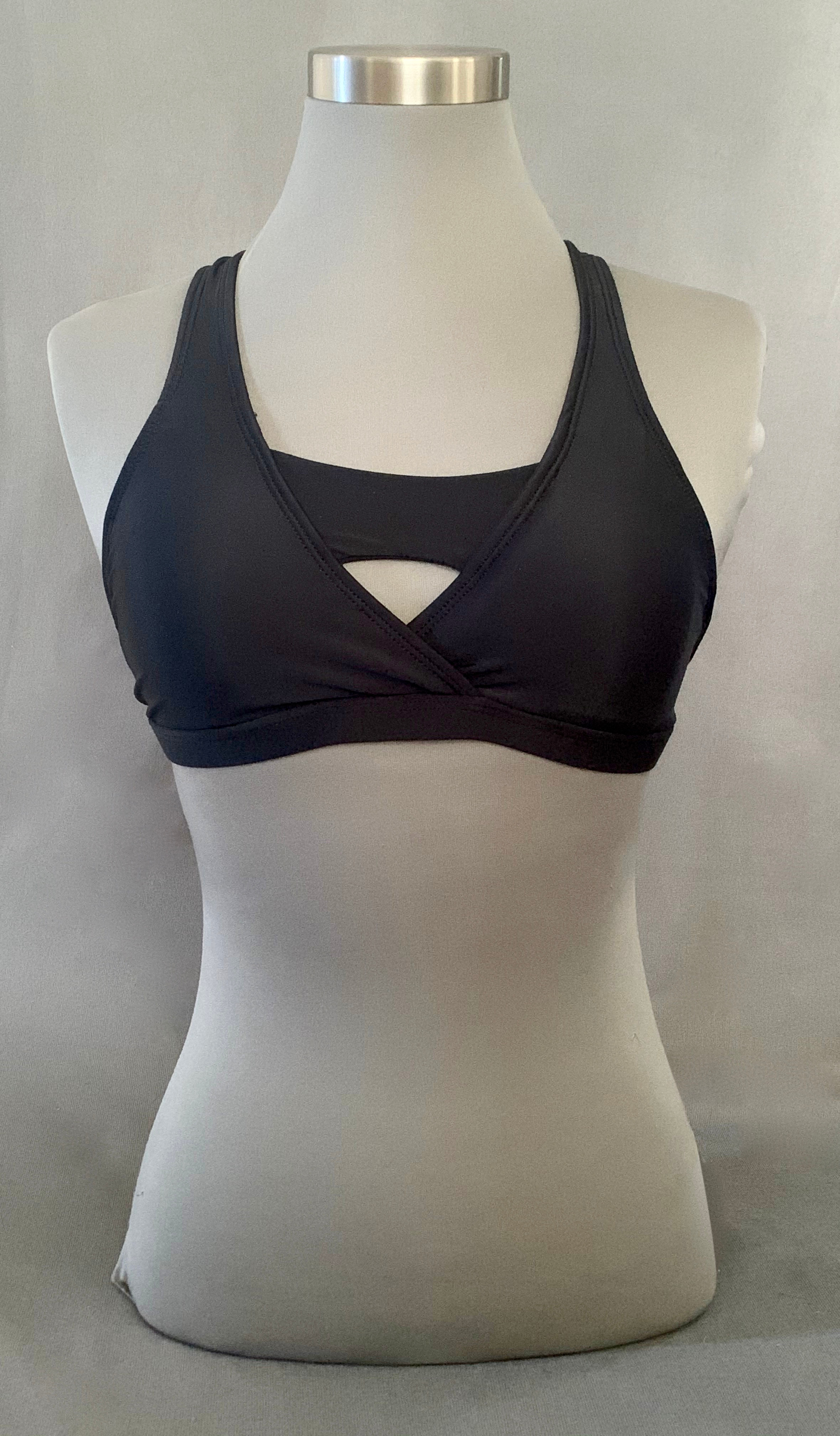Kick’em To The Curb Front Cut Out Bikini Top-Rich Bitch Black
