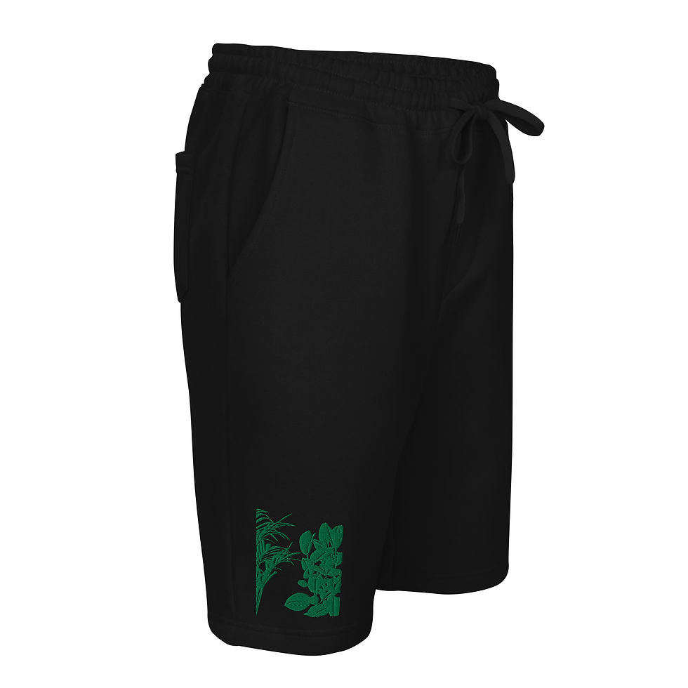 Thumbnail: Background Kelly Green - Embroidery Men's fleece shorts