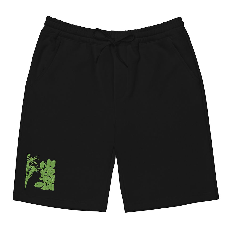 Background Kiwi Green - Embroidery Men's fleece shorts