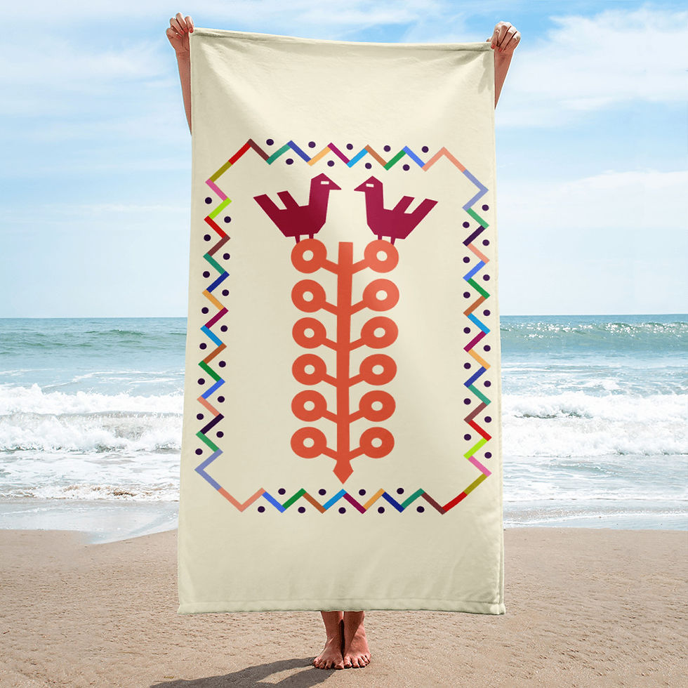 Tree of Life - Apricot White - Towel