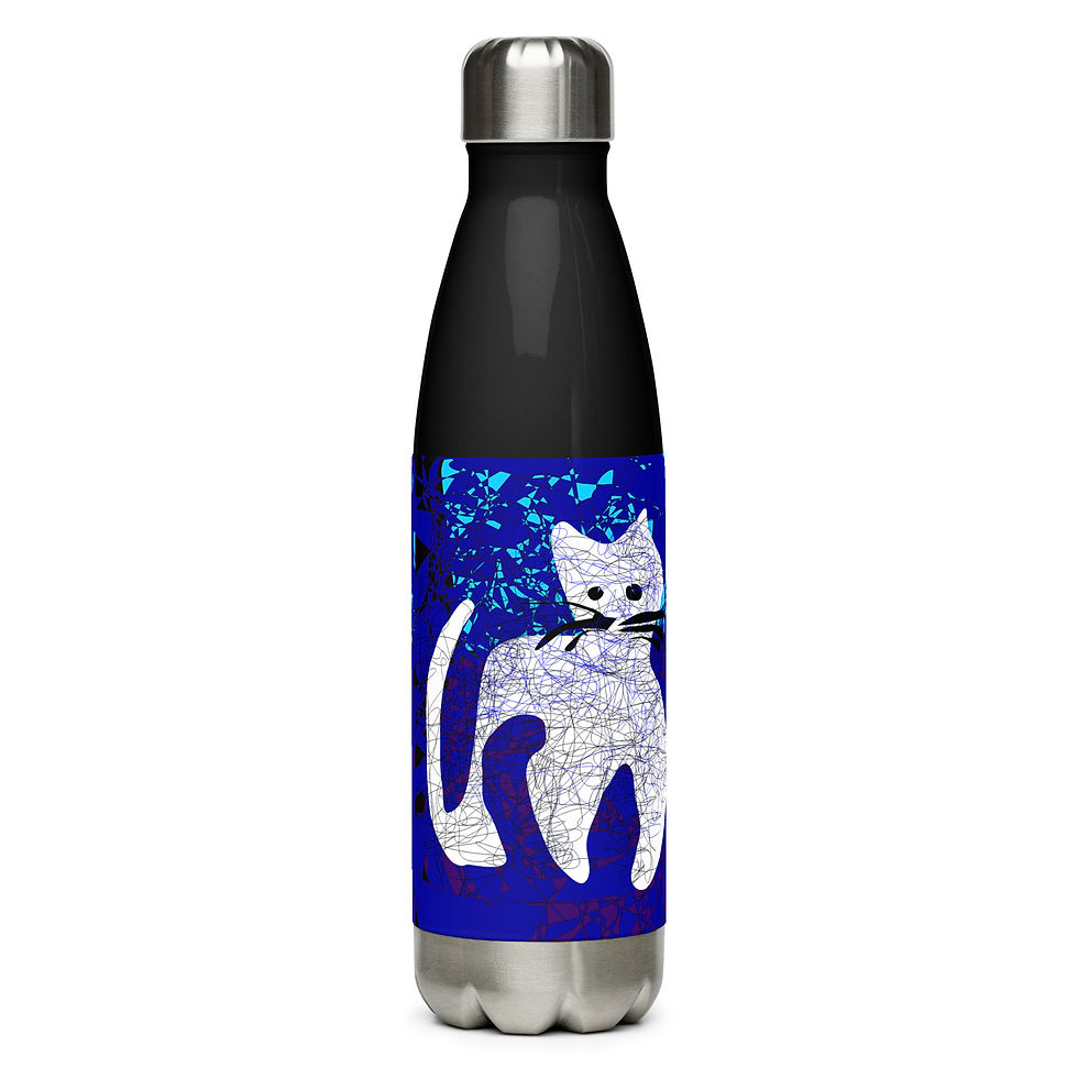 Thumbnail: My son ex-friend's cat in the window - Stainless Steel Water Bottle