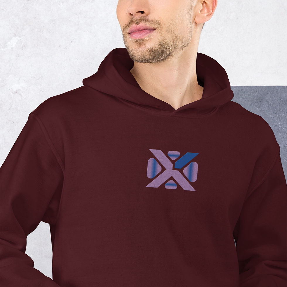 X 2 - Embroidery Front DTG Back Unisex Hoodie