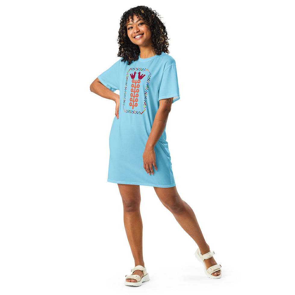 Thumbnail: Tree of Life - Columbia Blue - T-shirt dress