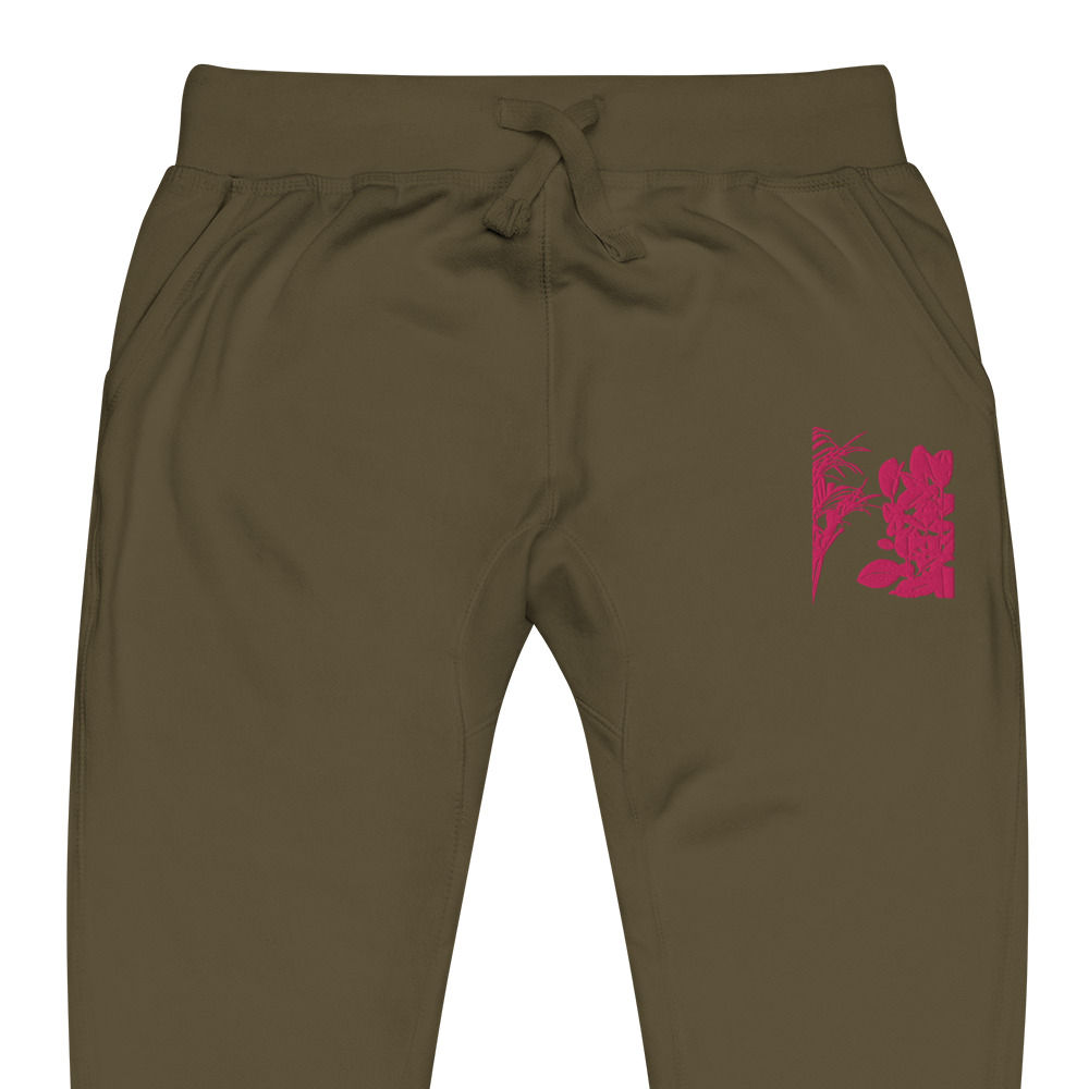 Background Flamingo - Embroidery Unisex fleece sweatpants