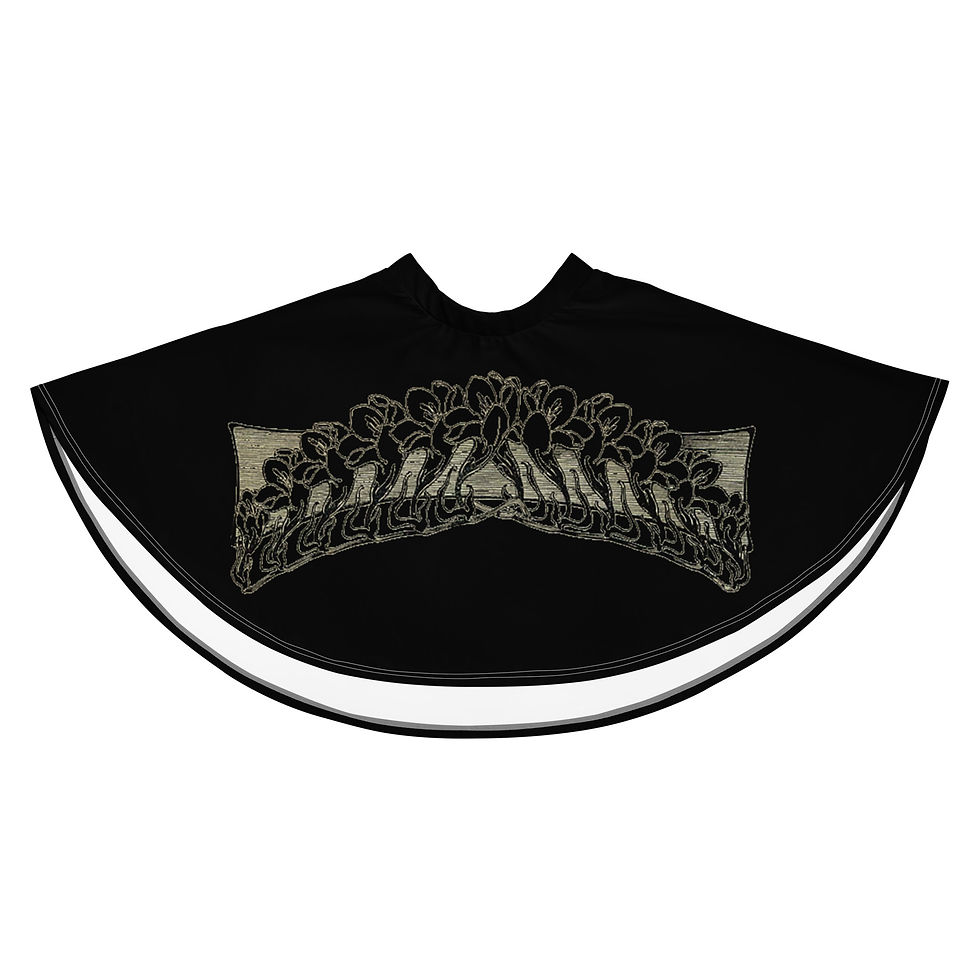 Flower Branches - Black - Skater Skirt