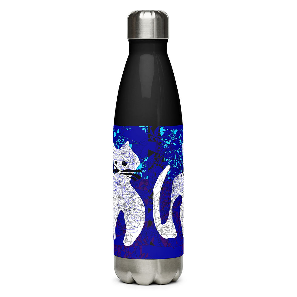 Thumbnail: My son ex-friend's cat in the window - Stainless Steel Water Bottle