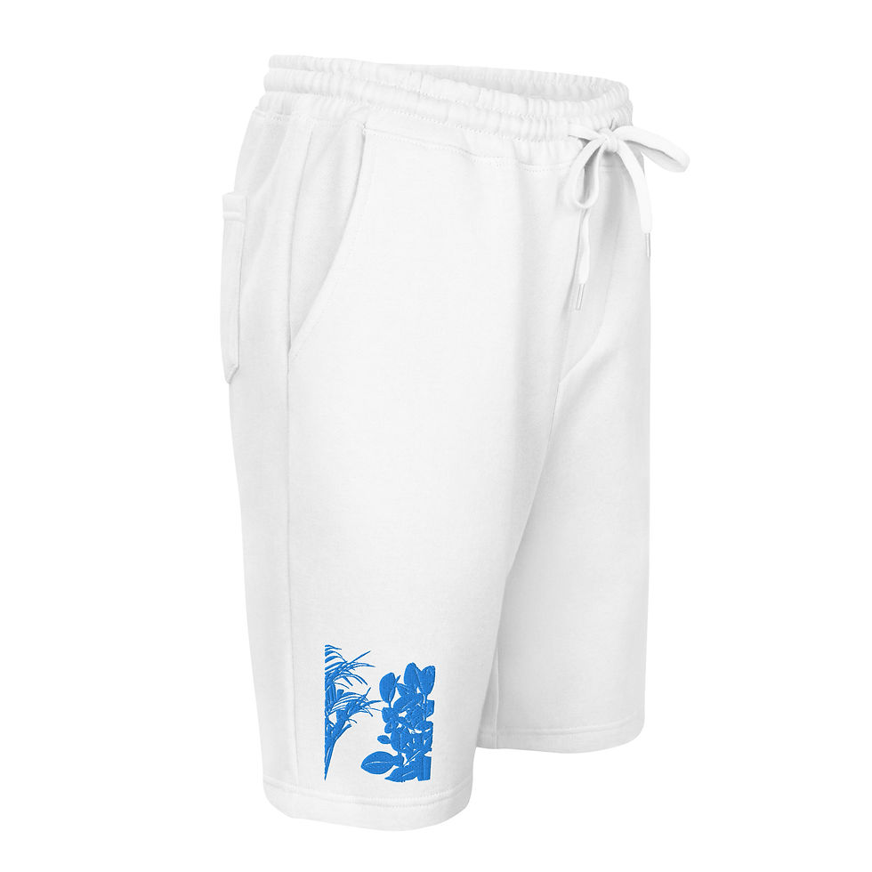 Thumbnail: Background Aqua/Teal - Embroidery Men's fleece shorts