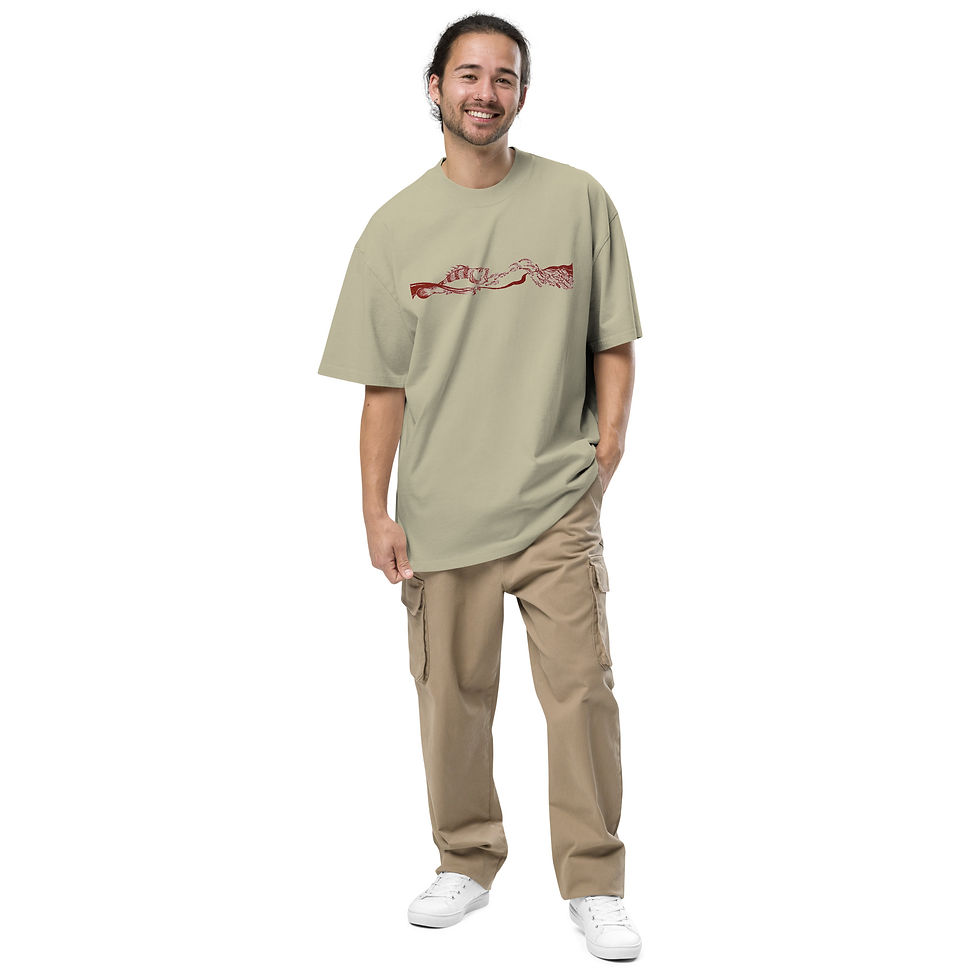 Thumbnail: Fishes - Oversized faded t-shirt