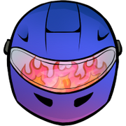 F1 driver helmet reflecting flames "fired up" emote