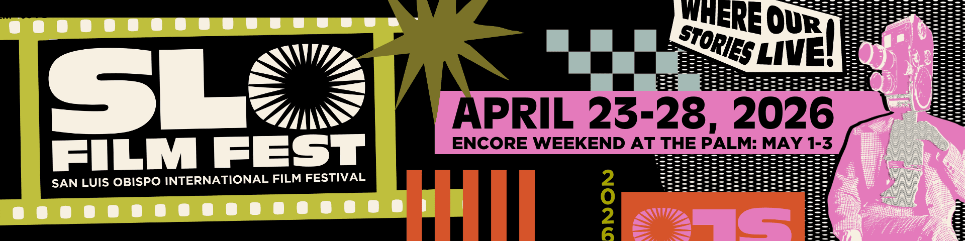 Banner showing SLO Film Festival, April 23-28, 2026