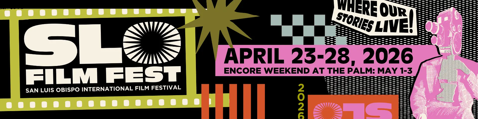 Banner showing SLO Film Festival, April 23-28, 2026