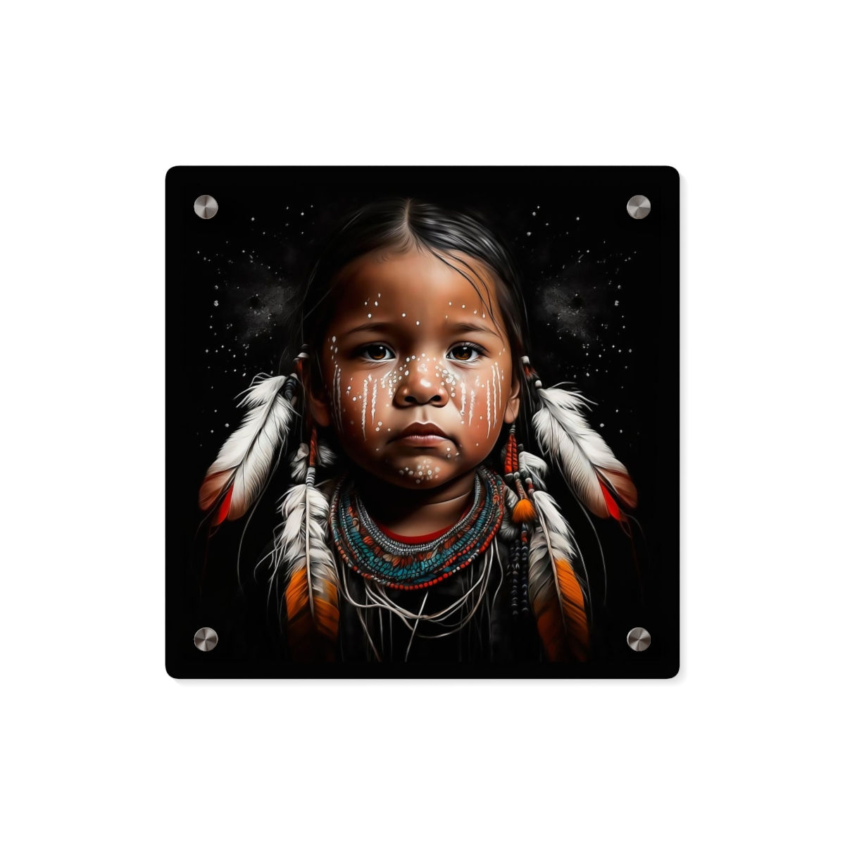 Stunning Native American child, acrylic wall art home decor