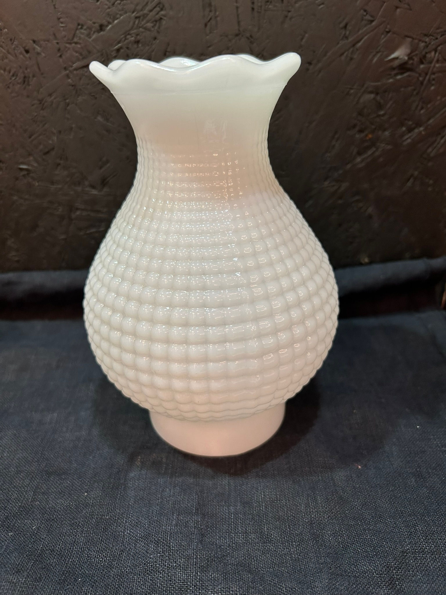 White with Pebble Design Hurricane Style Light Fixture Cover