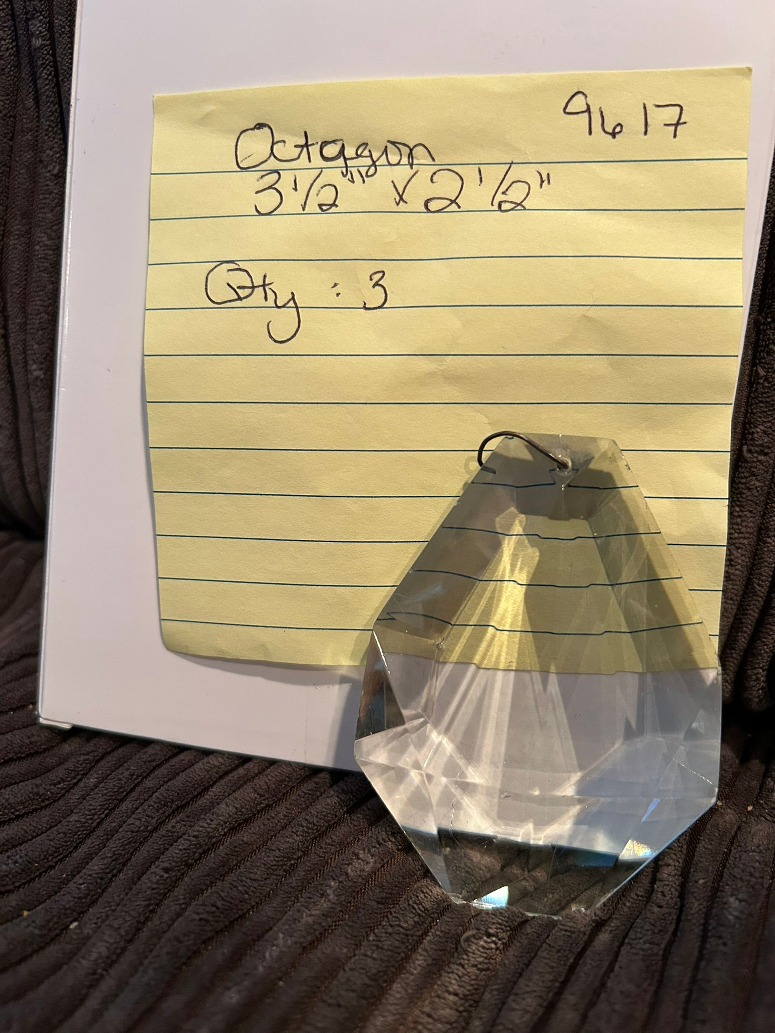 Octagon Shape Crystal 3 1/2"x2 1/2"