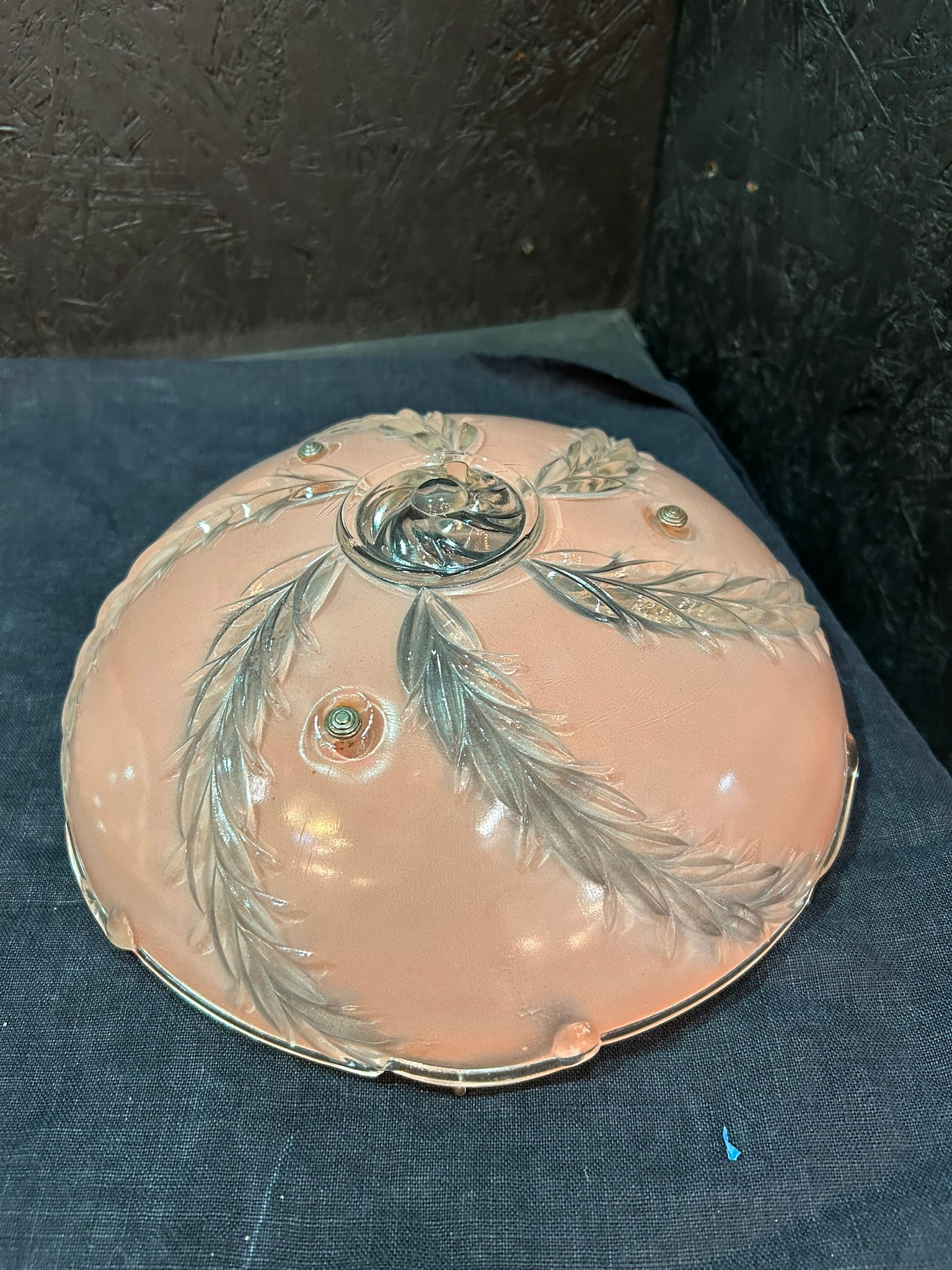 Pink Frost with Clear Leaf Light Fixture Cover