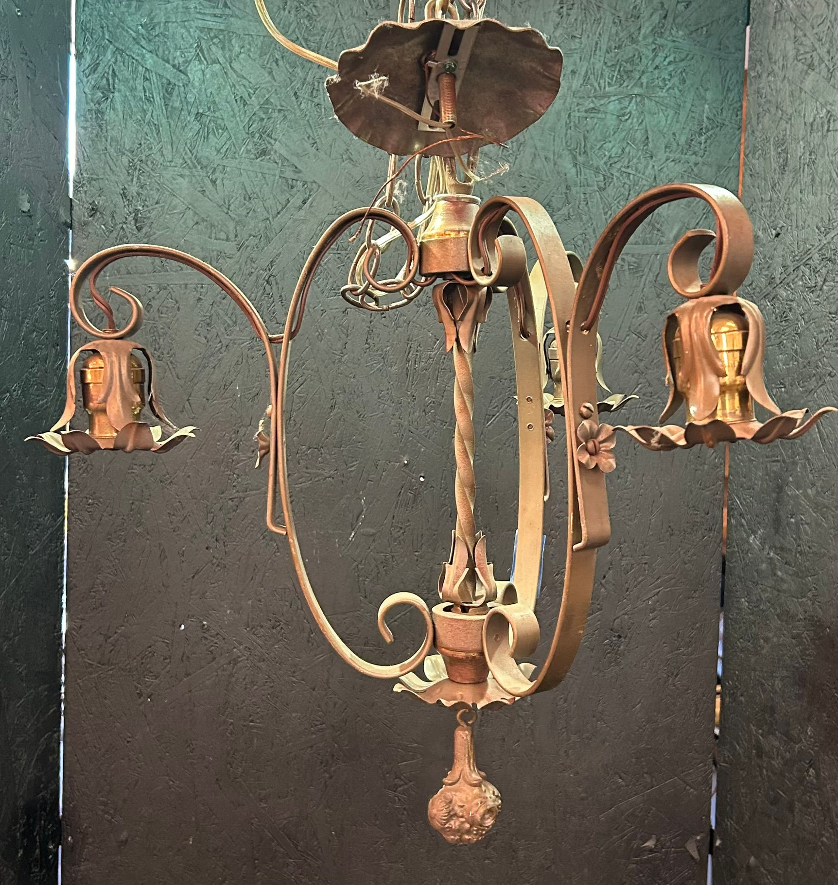 Brass Upside Down Tulip 3 Light Chandelier