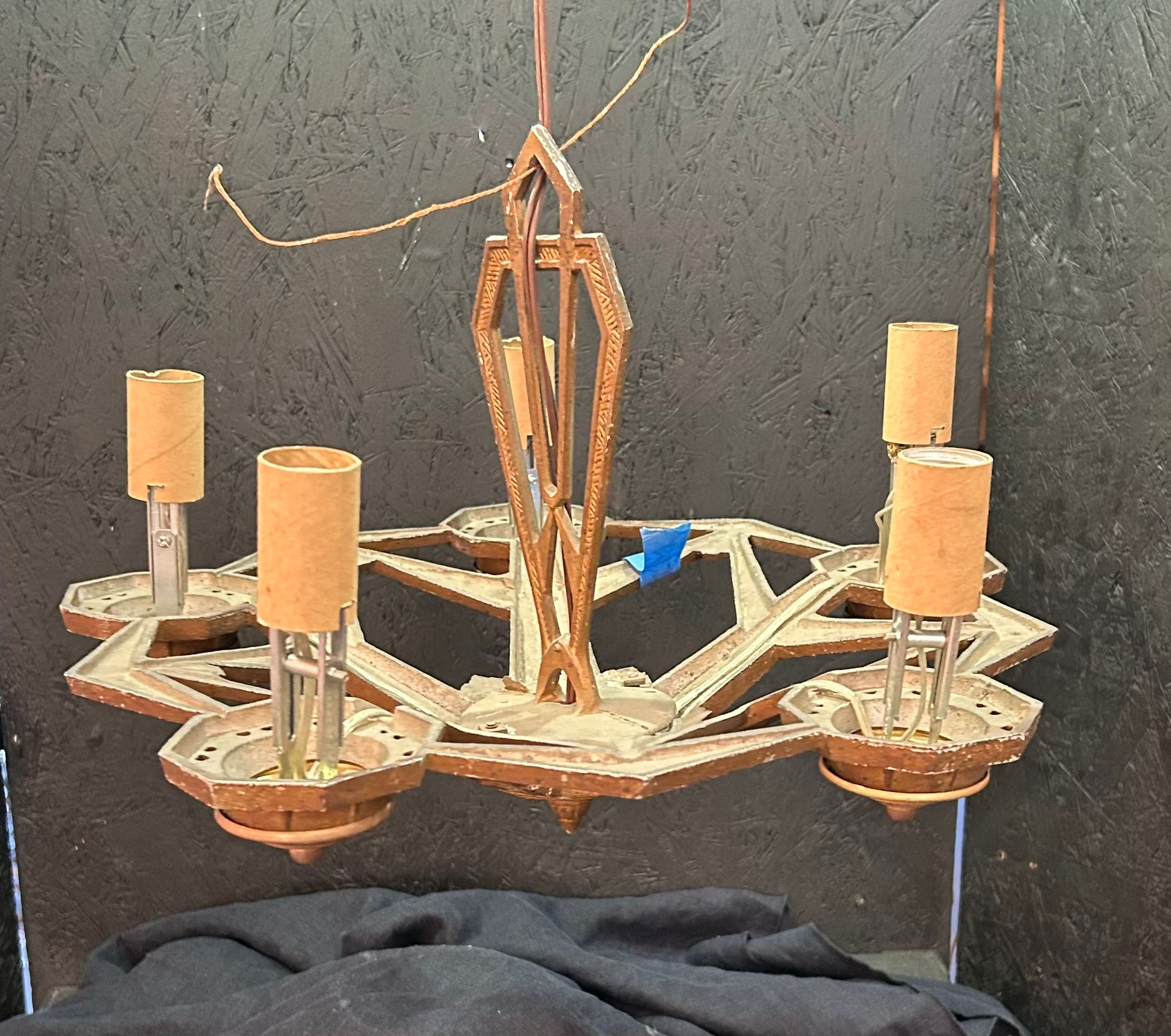 Diamond Center Brass 5 Light Chandelier