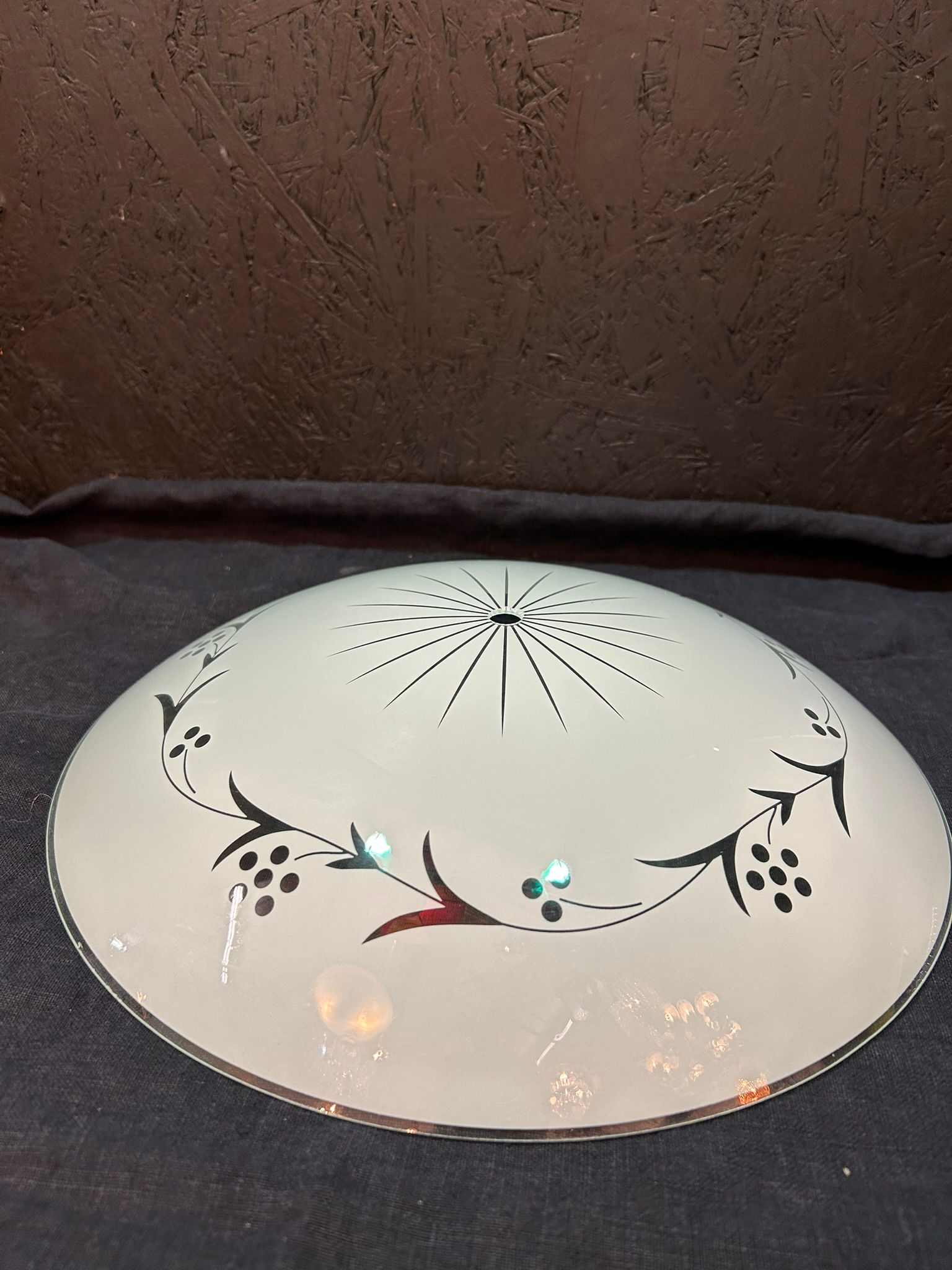 White with Clear Etching Round Ceiling Fixture