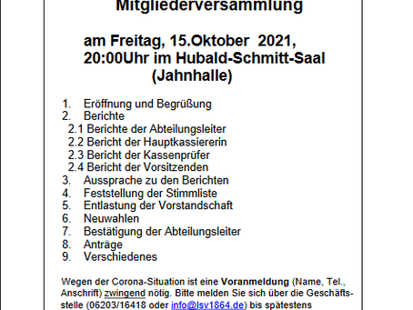 Einladung zur LSV Mitgliederversammlung