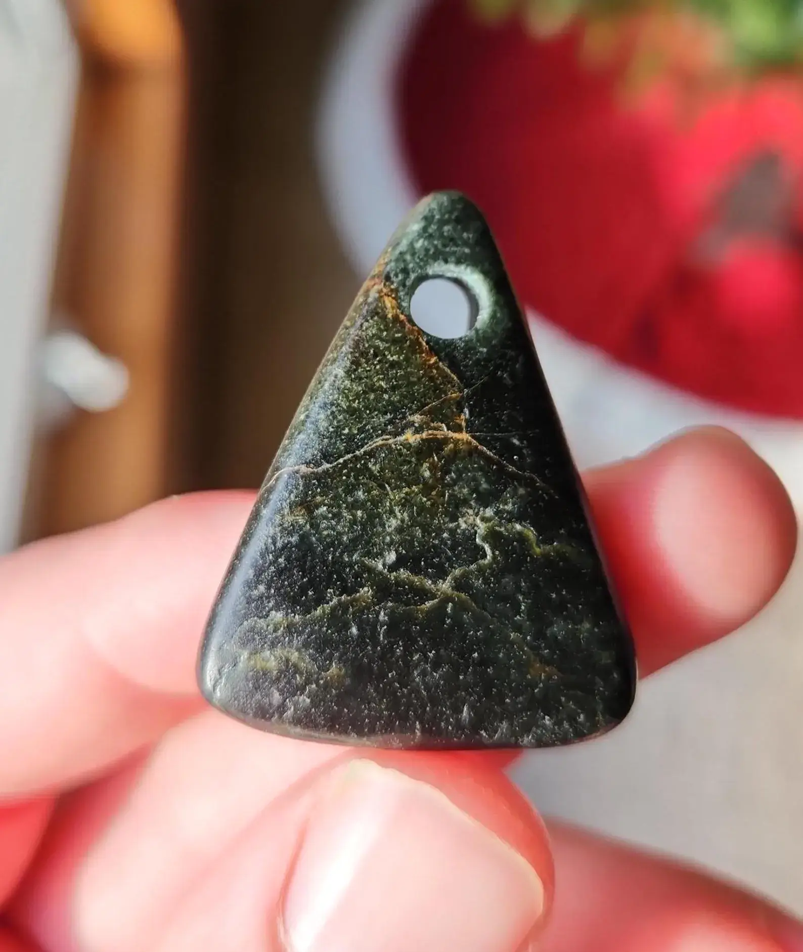 Forest Green Jade with Pyrite Pendant Stone