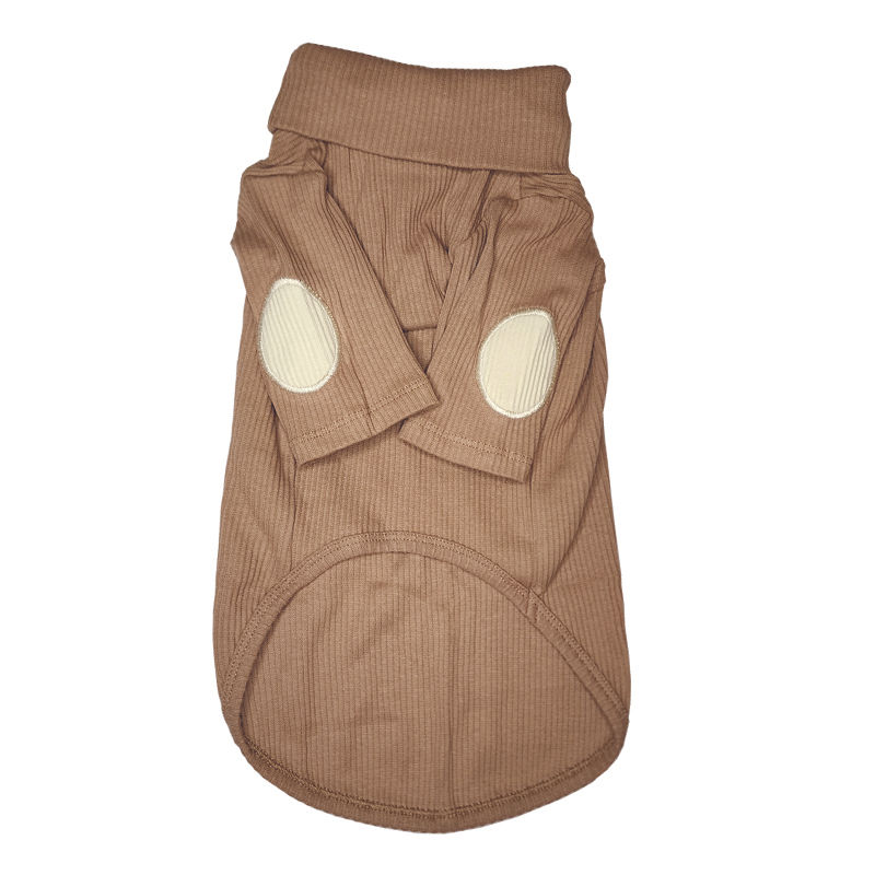 Thumbnail: Elbow patch long sleeved dog tee front in colour clay by Hendricks and Maple