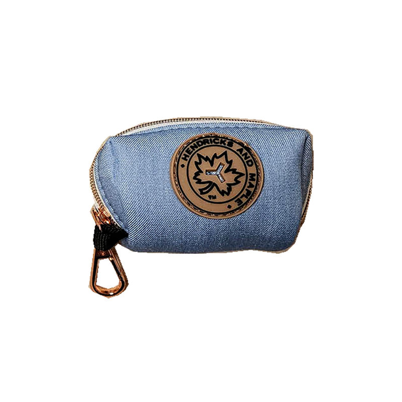Vintage wash denim poop bag holder by Hendricks and Maple