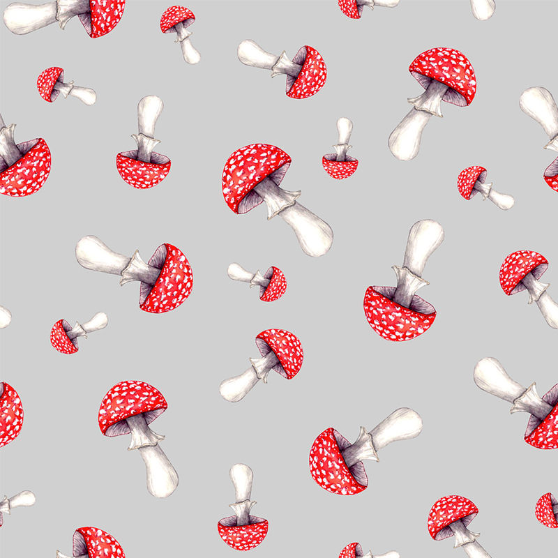 Thumbnail: Mushroom printed fabric design by Hendricks and Maple
