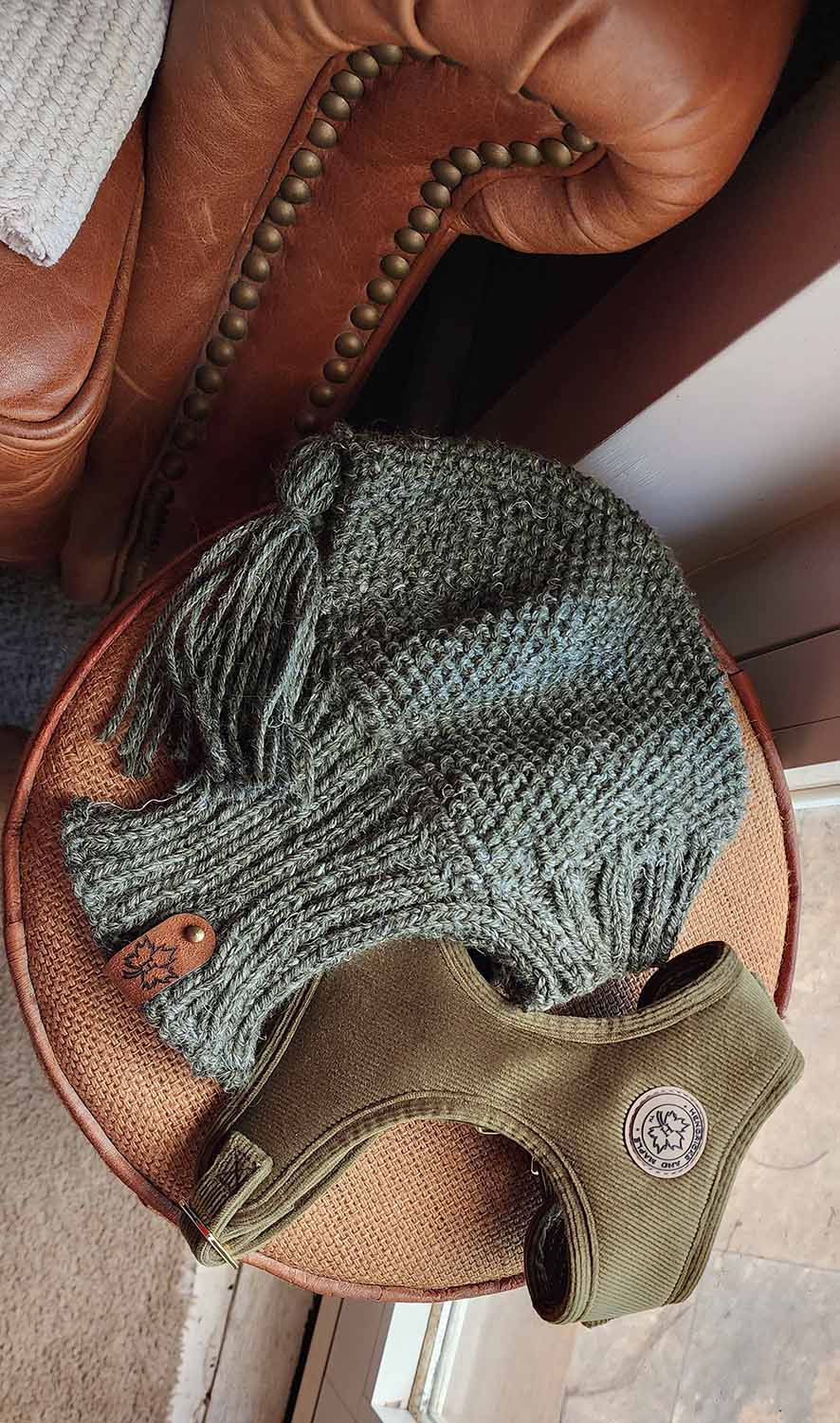 Thumbnail: Large merino wool limited edition dog snood detail by Hendricks and Maple