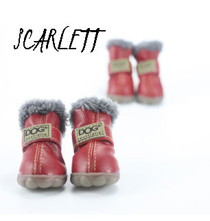 Thumbnail: Dog ugg winter fur boots in colour scarlett by Hendricks and Maple