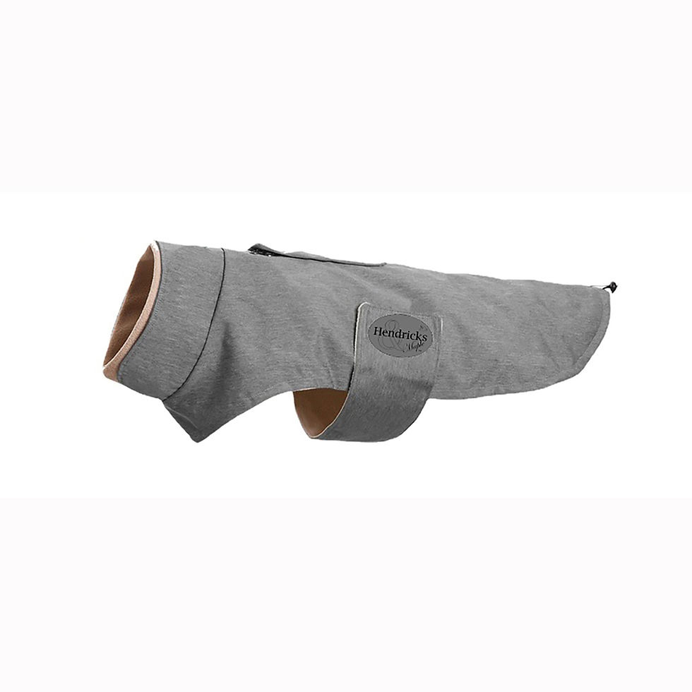 Grey waterproof wrapper style dog jacket Hendricks and Maple