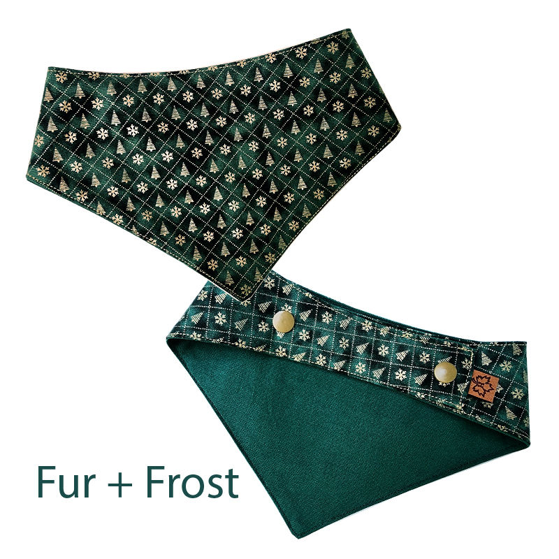 Fur and frost dog bandana front and back view by Hendricks and Maple