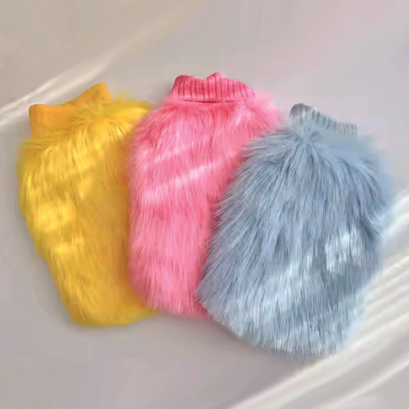 Thumbnail: Faux fur long sleeve dog tops back by Hendricks and Maple