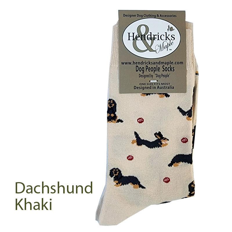 Thumbnail: Dachshund khaki socks by Hendricks and Maple