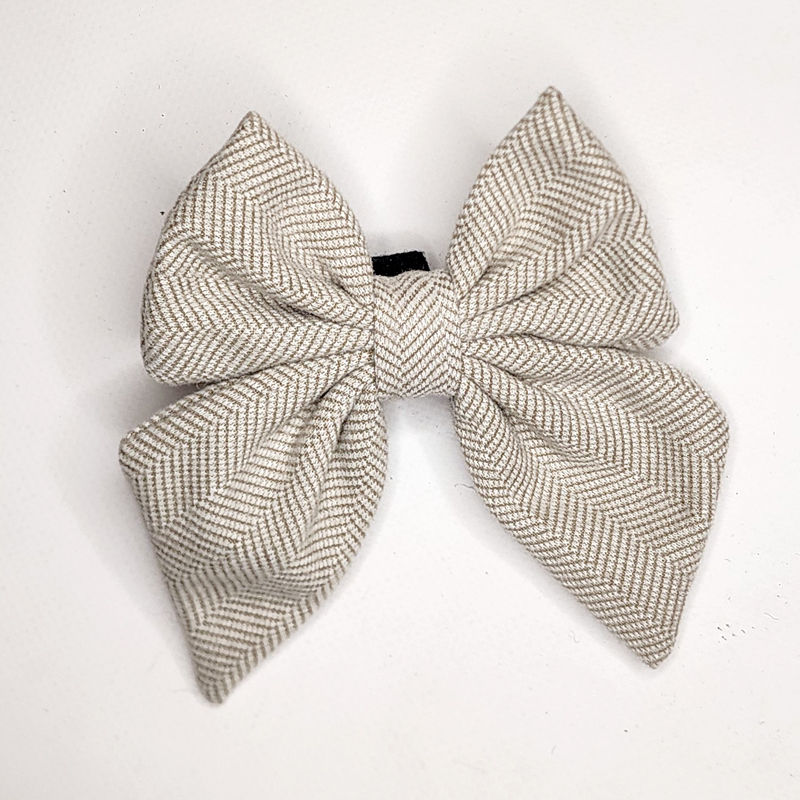 Herringbone tweed fabric sailor bow in the colour nutmeg by Hendricks and Maple