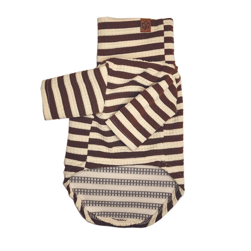 Cocoa striped long sleeve tee front by Hendricks and Maple