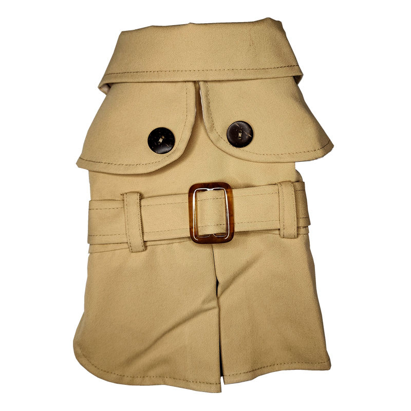 Thumbnail: Dog trench coat with sleeves back in colour sand by Hendricks and Maple