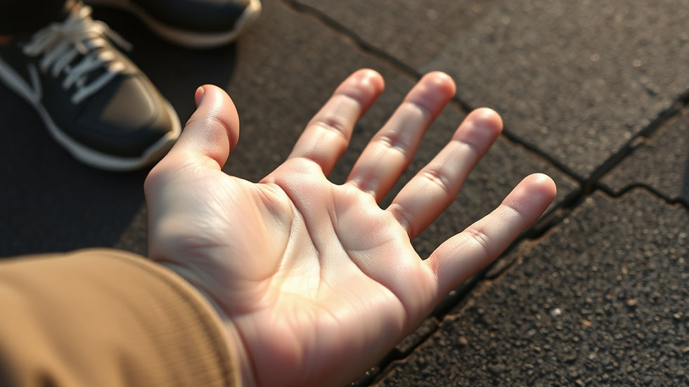 A person holding out the palm of their hand