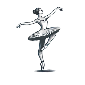 Sketch of a ballerina doing a pose on a gray background