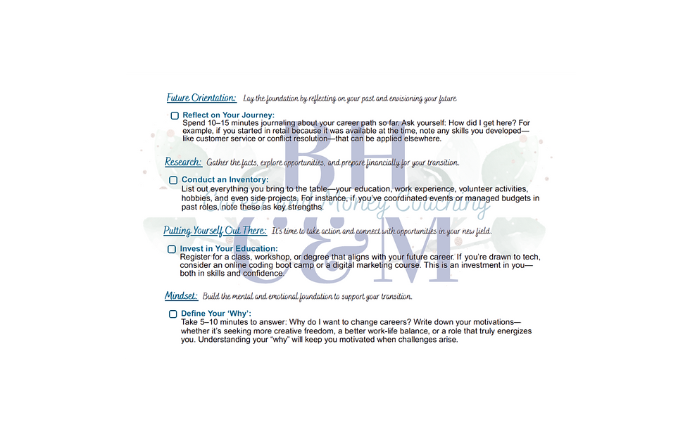 14 day Career Transition Challenge - BH Career and Money Coaching