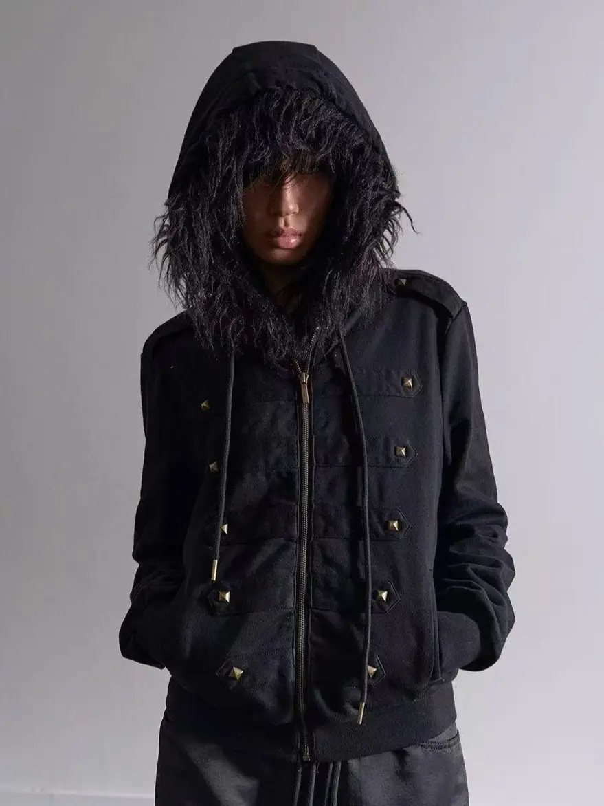 Miniatura: Vintage Cropped Jackets Women Harajuku Casual Slim Fit Zipper Coat Y2K