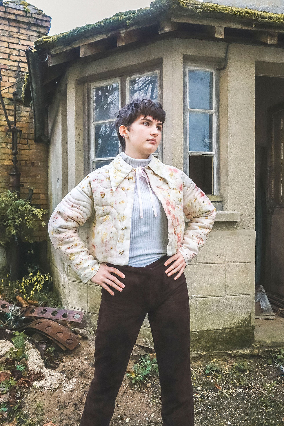 Thumbnail: Size S-M Capucine Linen Puffer Jacket