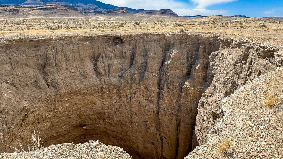 The sinkhole appears out of nowhere